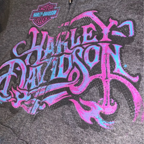 NEW! XS Harley Davidson Girls Zip Up Hooded Sweatshirt - Picture 4 of 6